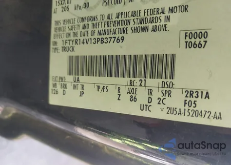 2003 Ford Ranger Edge/Tremor/Xl/Xlt из США, поврежденный, VIN 1FTYR14V13PB37769